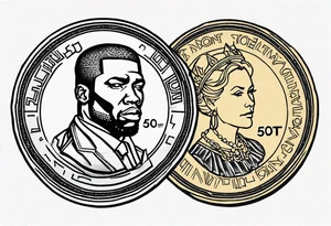 50 cent currency coin tattoo idea