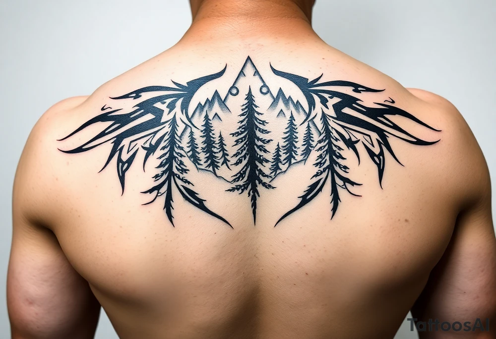 Snowy Alaskan winter forest tattoo idea