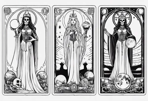 High priestess skeleton moon tarot card tattoo idea