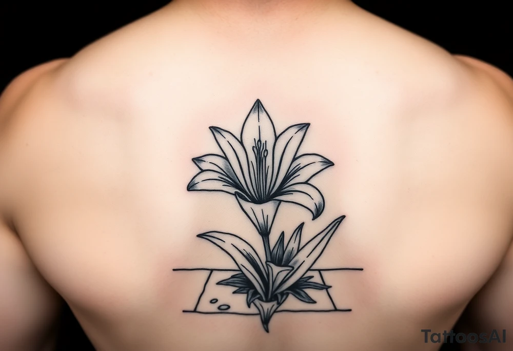 lily coming up out of the tile floor tattoo idea