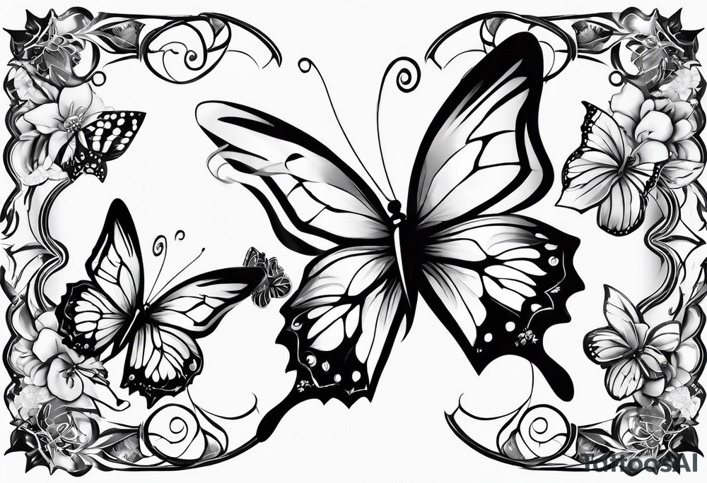 Butterflies with kunai tattoo idea