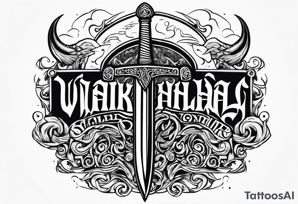 Valhalla sword viking funeral tattoo idea