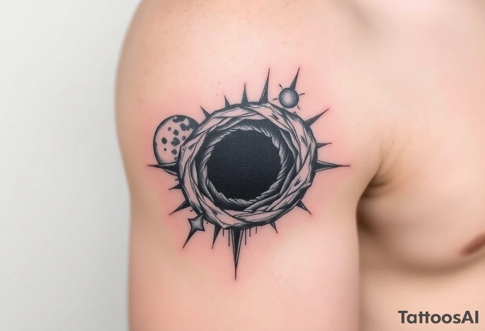 2 different worlds on both sides of a black hole tattoo idea