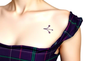 Lower chest

Dark Purple with green pink blue and white highlights tartan fabric with skin around edges peeling and wrapping around side of shoulder tattoo idea