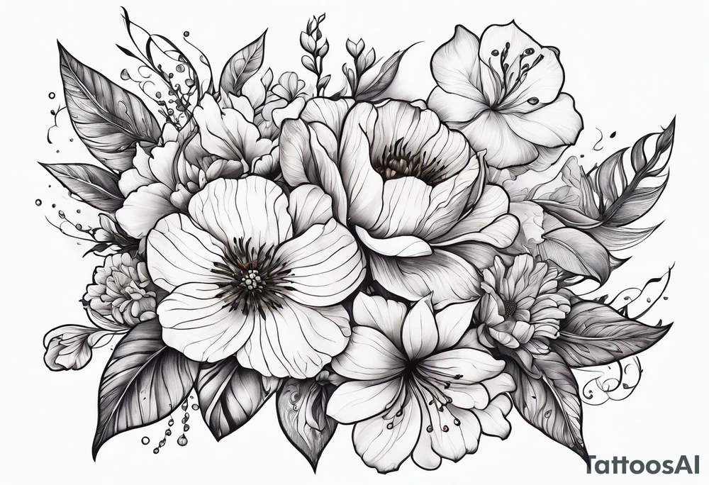 sea, flower tattoo idea