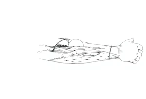 fine line, peaceful, serene, timeless, ocean, sand, palm tree, sun tattoo idea