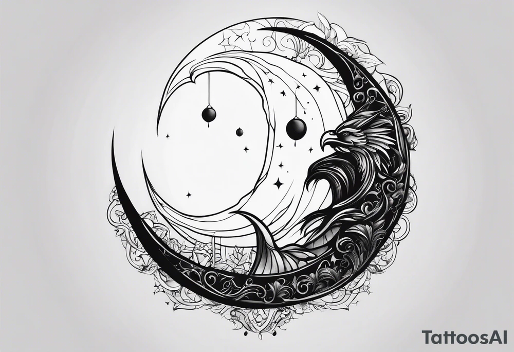 crescent moon basic sketch tattoo idea
