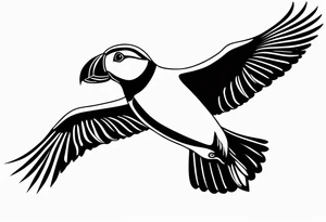 a flying puffin 
 - (mostly black coloured) forarm Tattoo tattoo idea