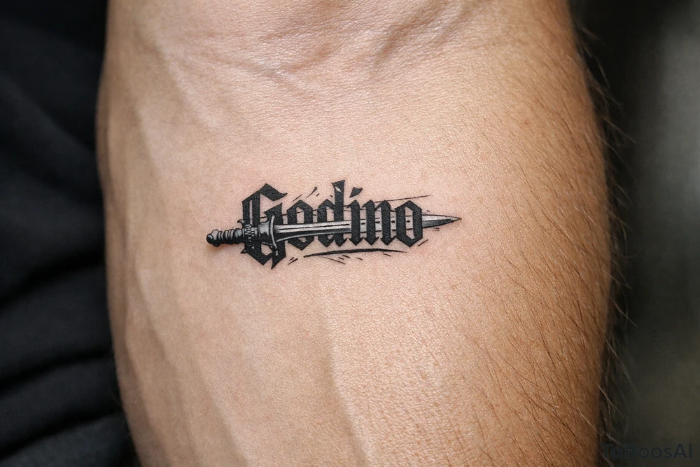 ゴディーノ with sword through name tattoo idea