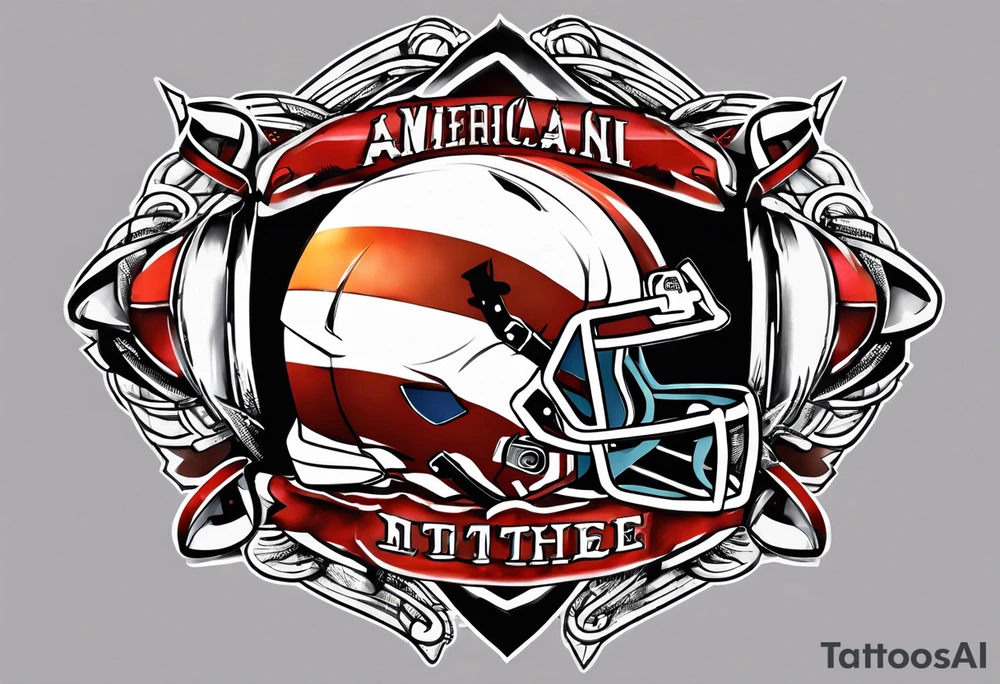 Cross with american football laces tattoo idea