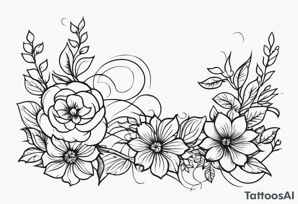 vines flowers straight line tattoo idea