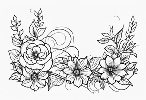 vines flowers straight line tattoo idea