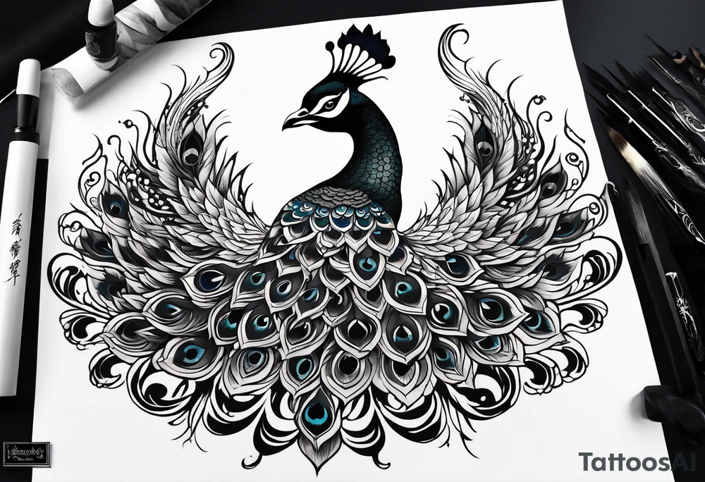 dark peacock tattoo
more majestic
demon peacock dark fantasy
chinese tattoo idea