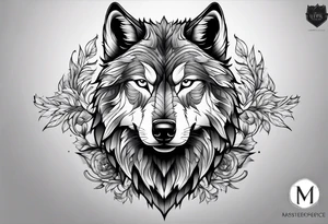 alpha wolf for mans chest tattoo idea