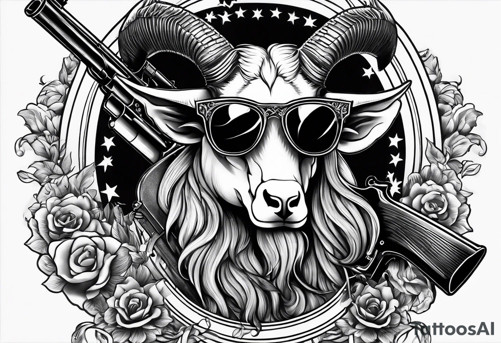 capricorn with sunglasses and shotgun tattoo idea