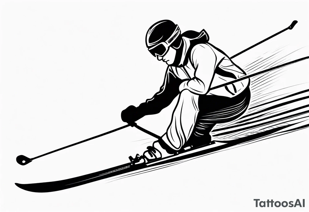 Skier in motion, single line tattoo idea