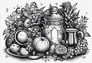 999 with different things around it from juice wrlds albums tattoo idea