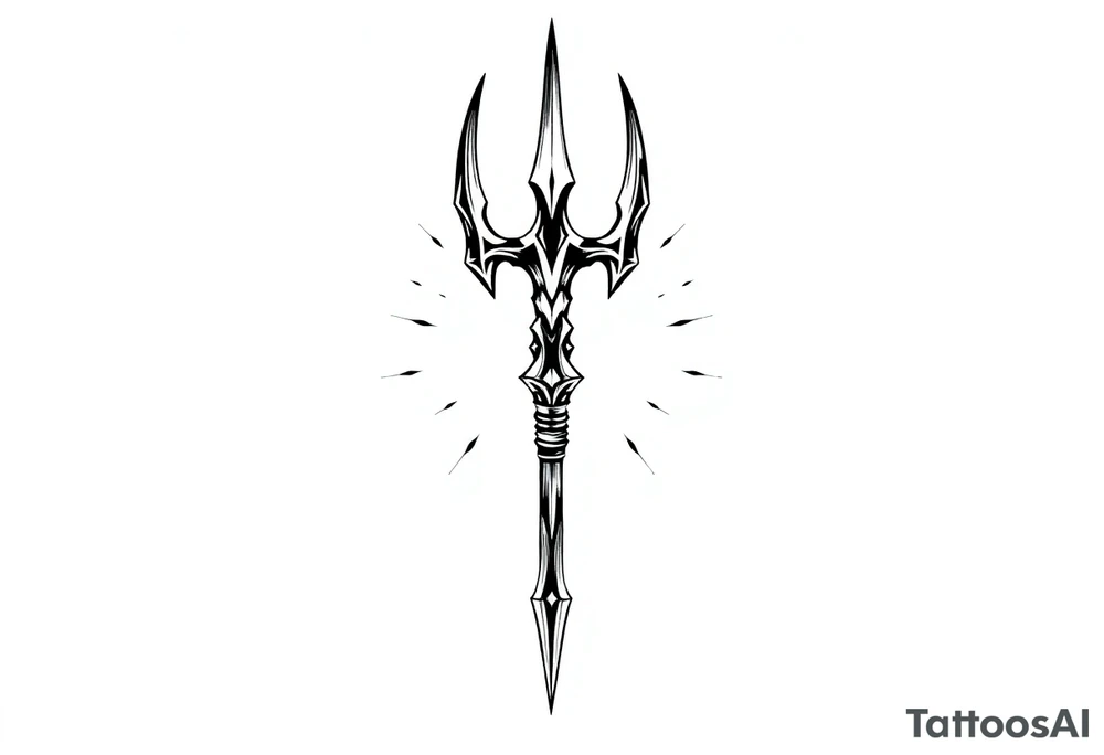 trident with cool background tattoo idea