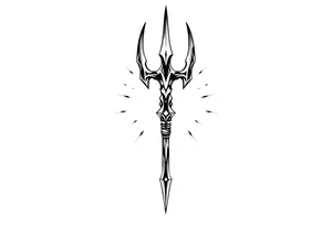 trident with cool background tattoo idea
