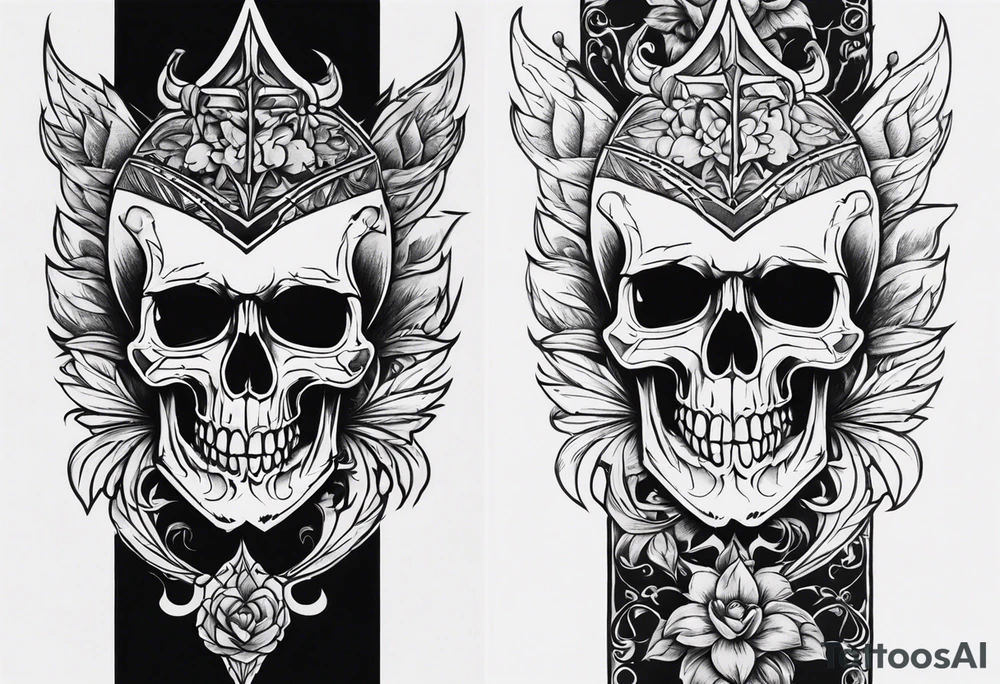 Skulls and dagger tattoo idea