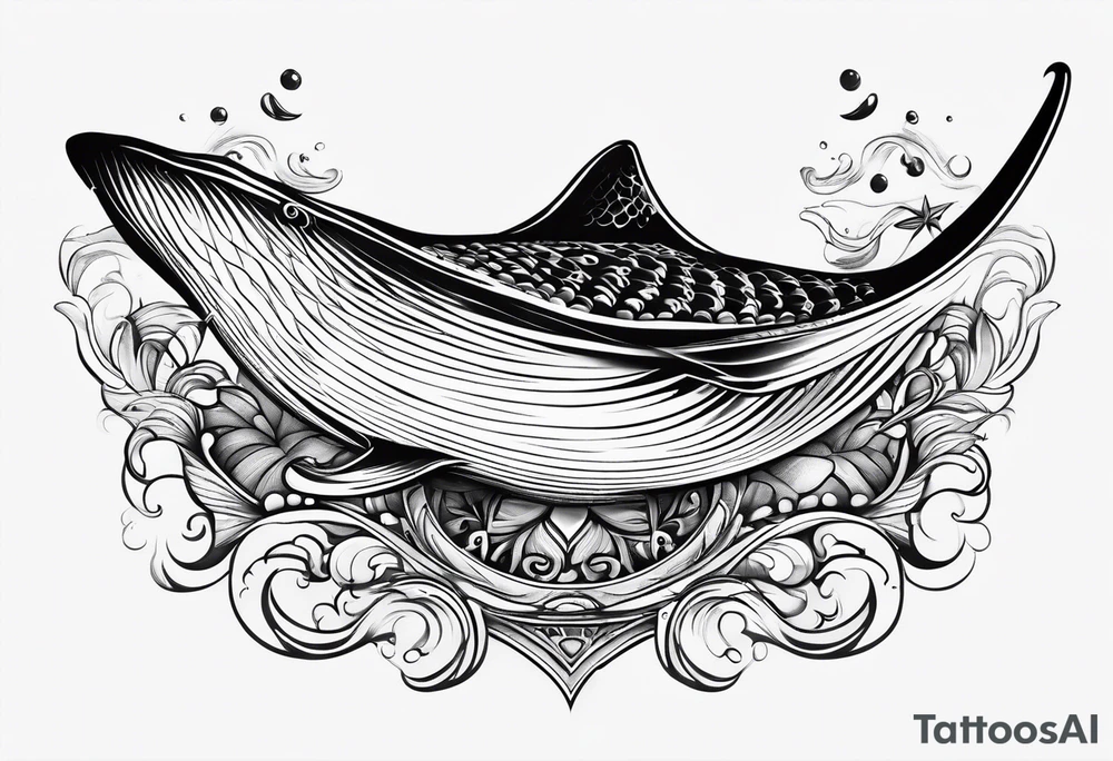 Smiling Sting ray tattoo idea