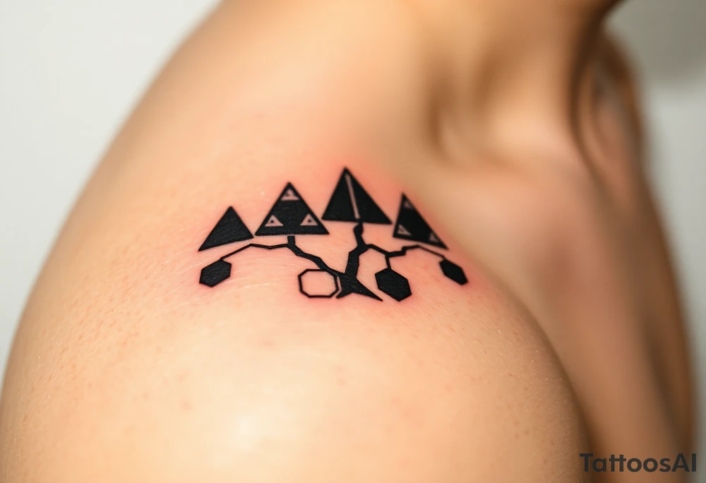 A geometric family tree with interconnected triangles and hexagons, reflecting the strong foundation of ancestry tattoo idea