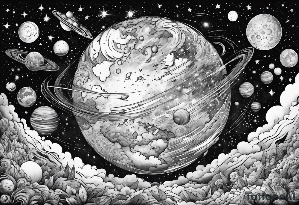 Crowd popping out from earth in space tattoo idea Crowd popping out from earth in space tattoo idea