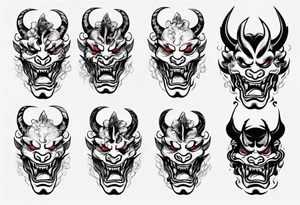 biting the snake  oni mask tattoo idea