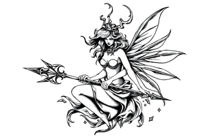 Dark fairy with weapon tattoo idea