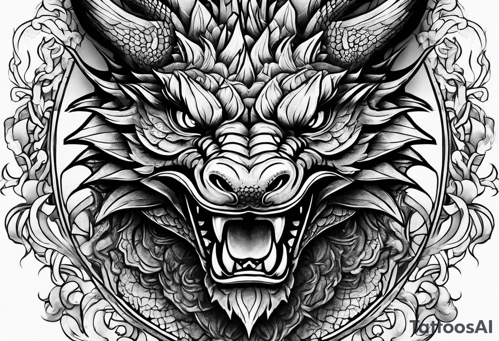 Dragon face tattoo idea