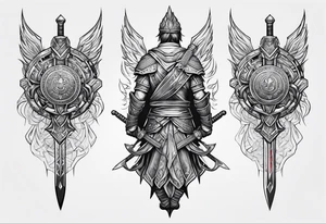 Warrior with sword back turned tattoo idea