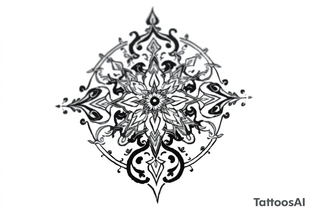 mytical shaman and witch ancient ornament with rhyme tattoo idea