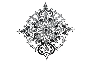 mytical shaman and witch ancient ornament with rhyme tattoo idea
