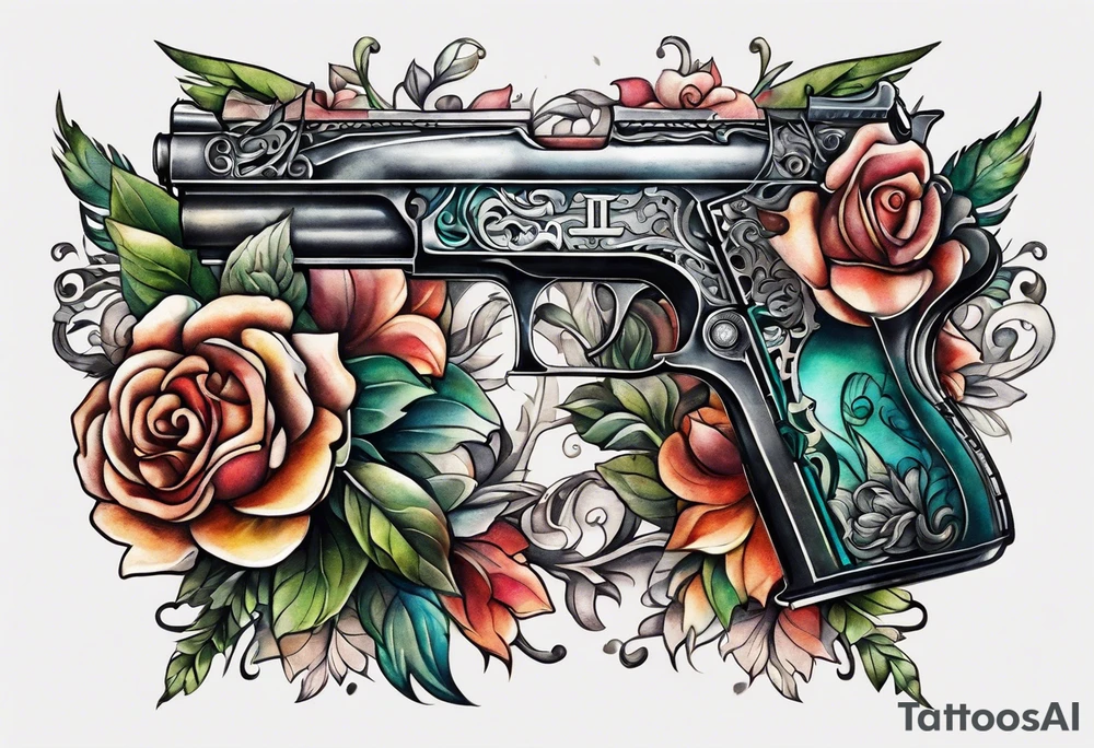 The letters AR with a pistol on each side tattoo idea