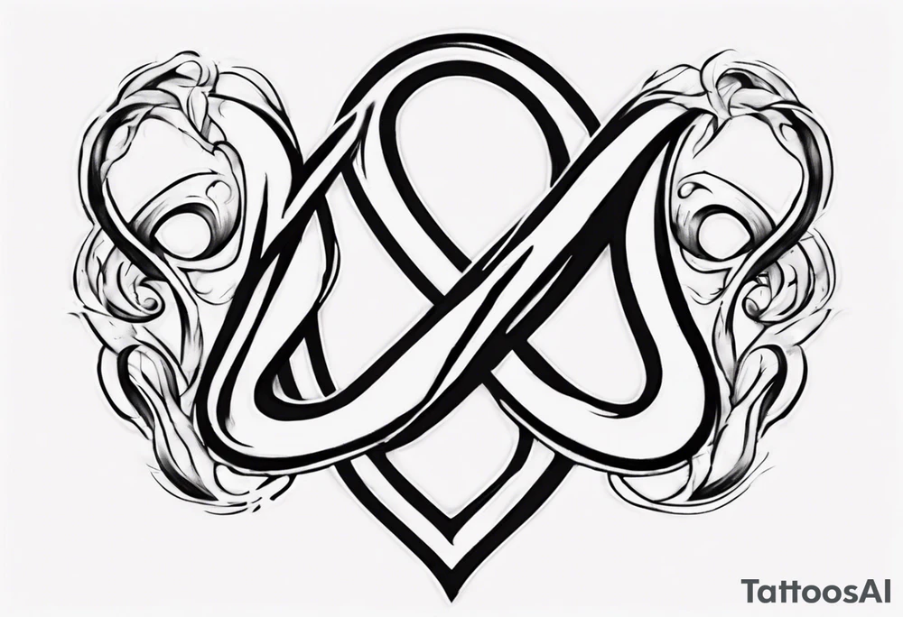Infinity sign through thick and thin with a heart and the letters A and K tattoo idea