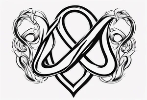 Infinity sign through thick and thin with a heart and the letters A and K tattoo idea