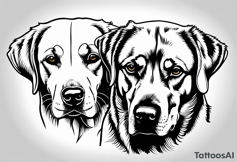 two dogs one is yellow Labrador retriever other is a golden retriever tattoo idea