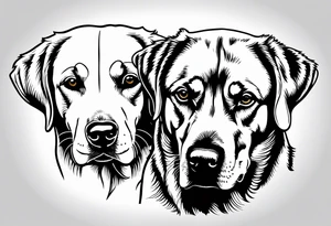 two dogs one is yellow Labrador retriever other is a golden retriever tattoo idea