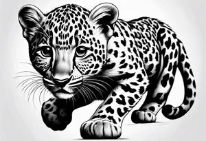 baby leopard walking with 63 tattoo idea
