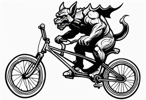 gargoyle riding a full suspension mountain bike with a shadow tattoo idea