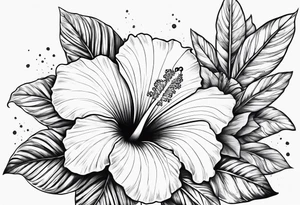 Hibiscus, dove, cloud tattoo idea