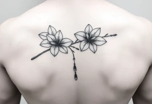 jacaranda flowers from a long branch with lace drop embellishment feminine tattoo idea