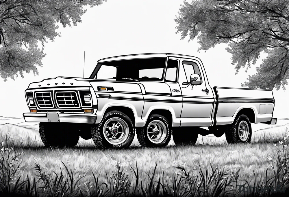 1974 ford f-100 in field tattoo idea