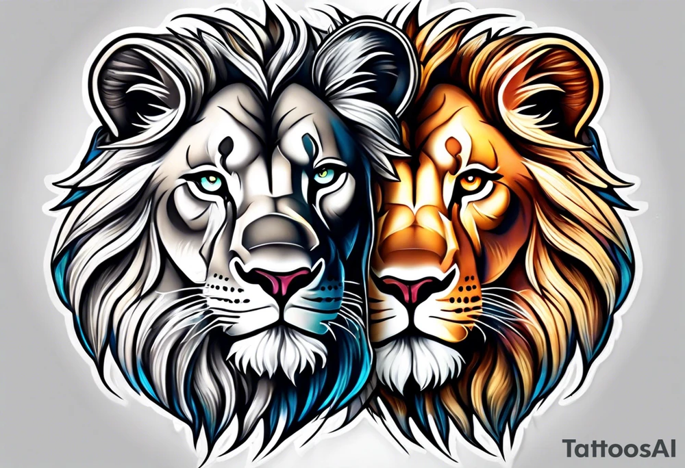 lion and lioness tattoo idea