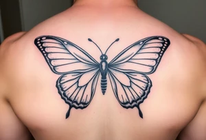 ethereal butterfly with flowing silk ribbons in moonlight tattoo idea