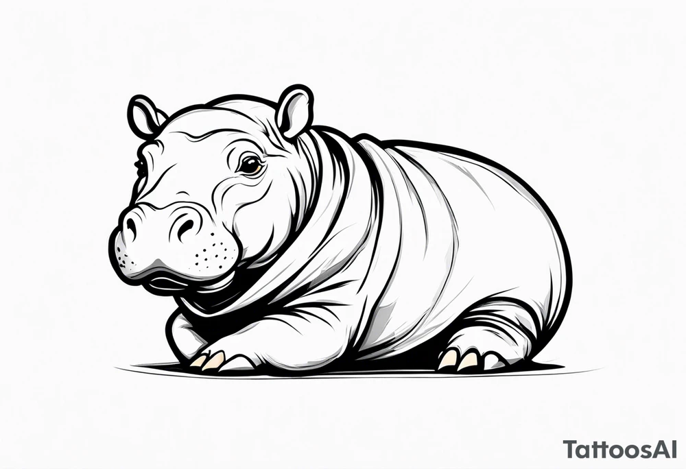 Baby hippo in a swaddle tattoo idea