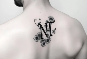 Fine line design with A,N,T hidden within 
with daisies tattoo idea