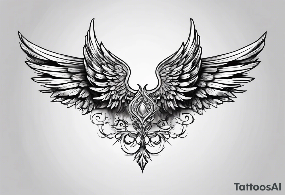 Angel wings on the chest and neck tattoo idea