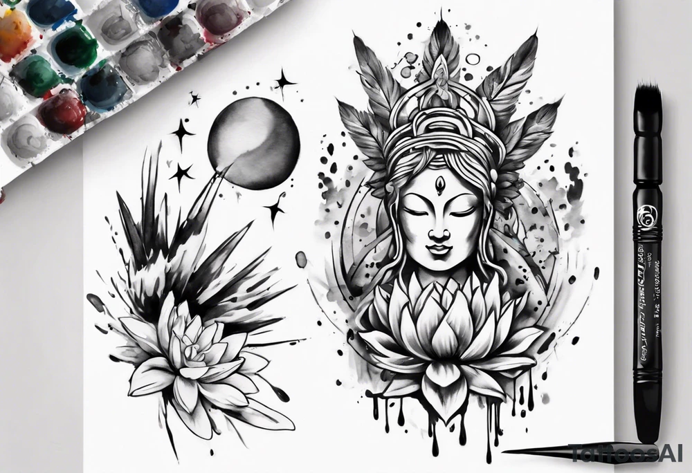 Paint brush drawing inner peace tattoo idea