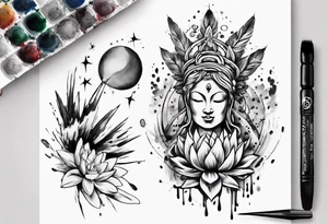 Paint brush drawing inner peace tattoo idea